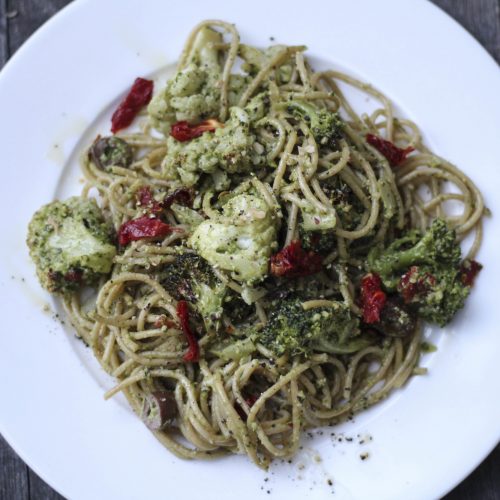 Pesto Pasta Primavera: Vegan + Gluten-Free Option